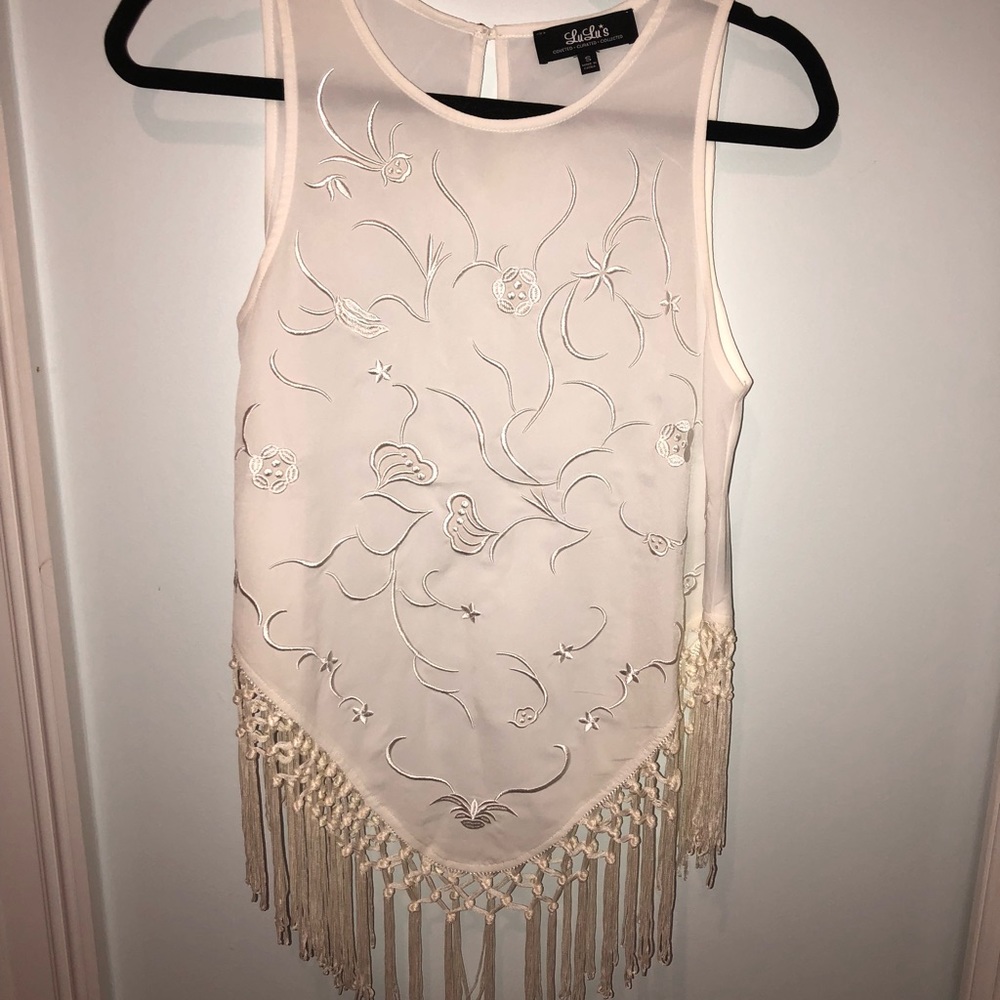 Lulus ivory fringe tank